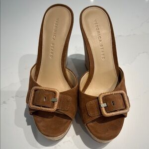 Veronica Beard Tan Wedge Sandals